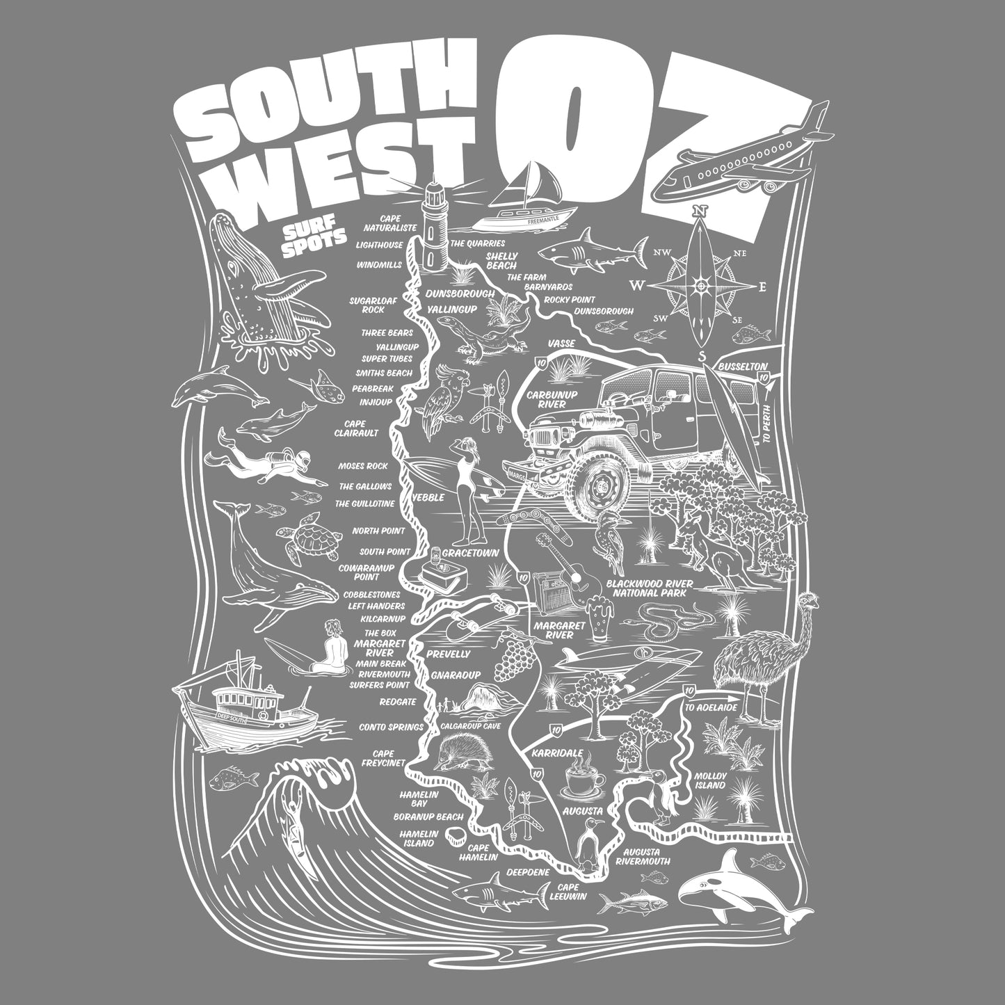 WA Surf Spots T-shirt