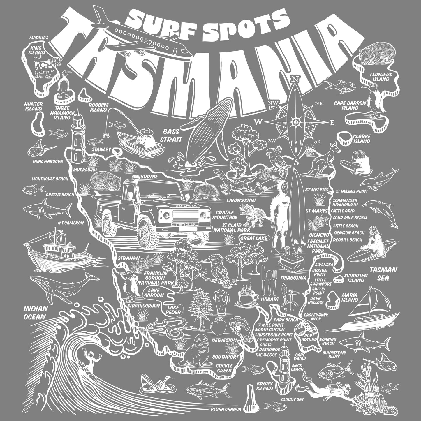 Tasmania Surf Spots T-shirt