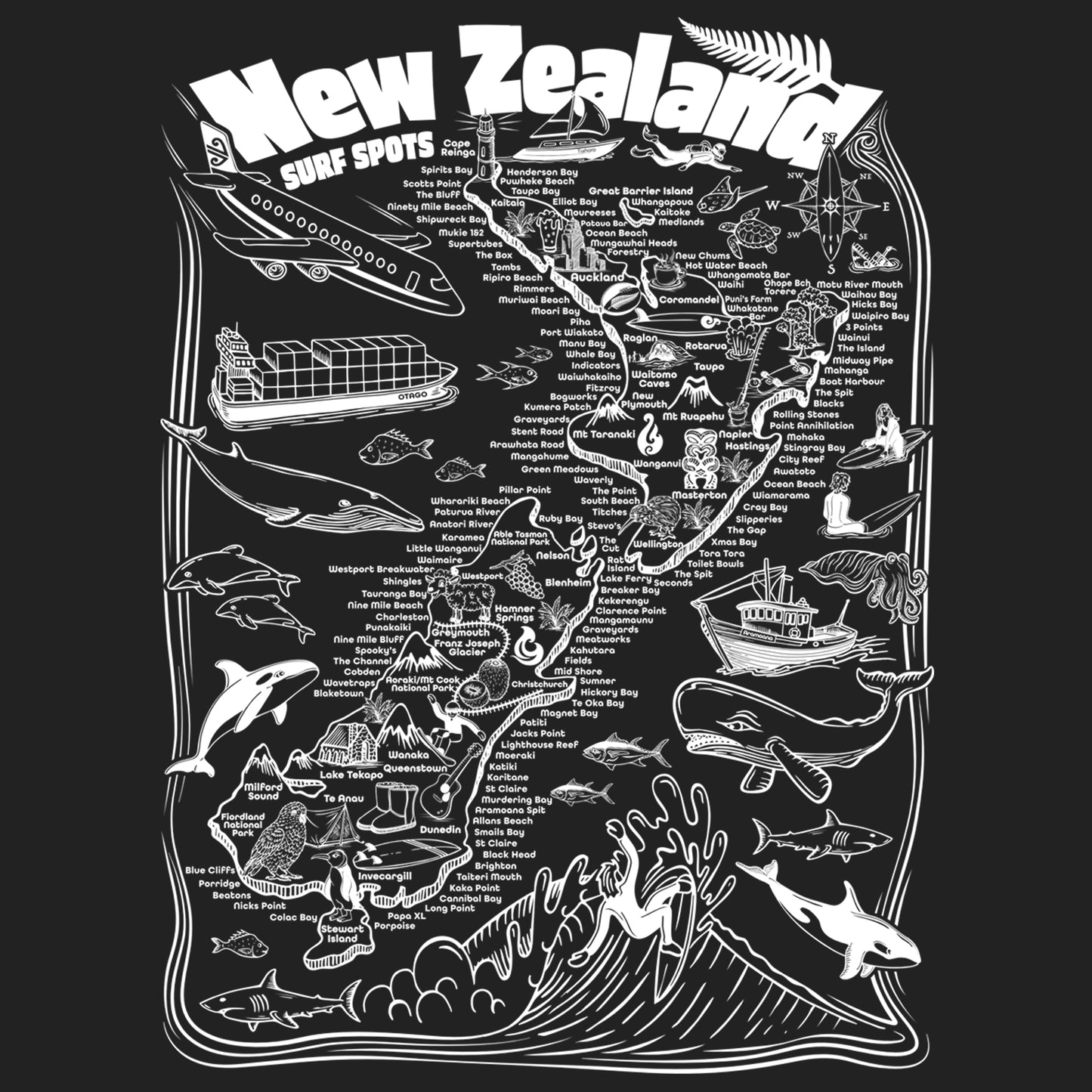 New Zealand Surf Spots T-shirt